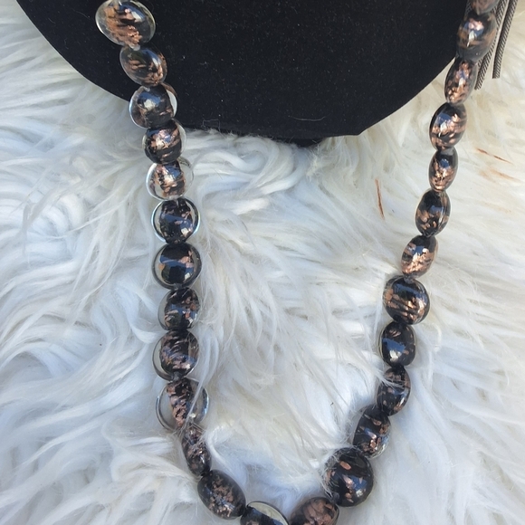 Coldwater Creek Vintage  Glass copper bead necklace hematite knotted chain NWT - Picture 3 of 7